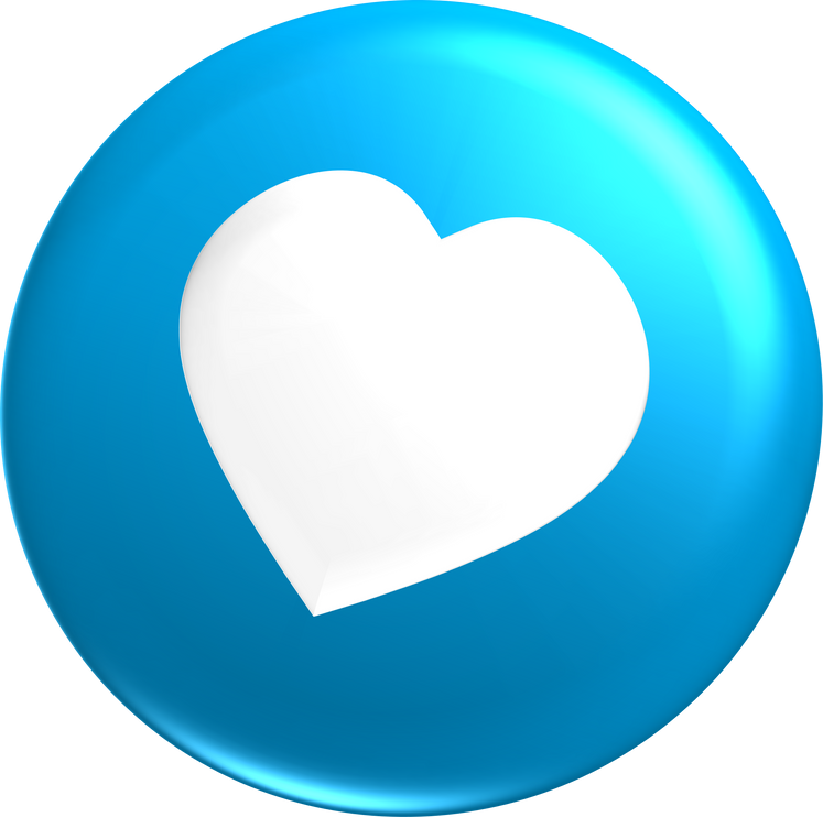 Heart blue 3D rendering