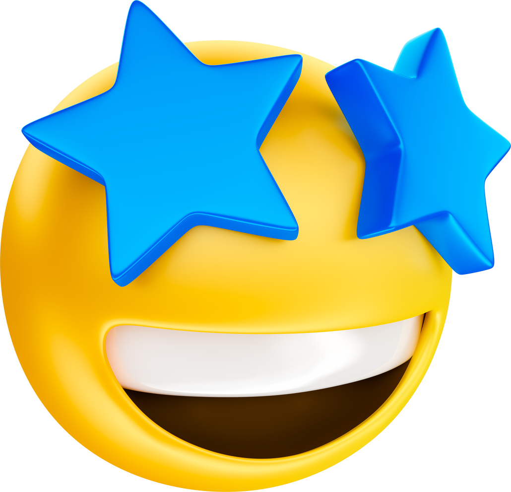 Emoji with star in 3d render