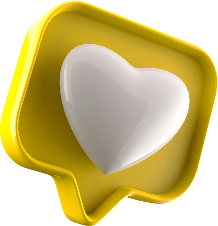 Icon 3d like , heart or love yellow 3D illustration