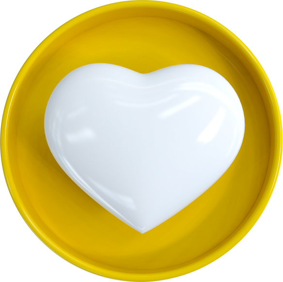 3d like heart love yellow